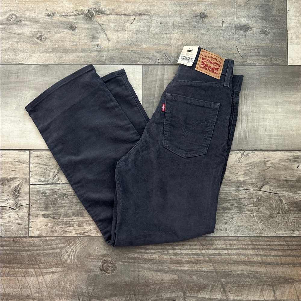 Levi's Women's Dark Gray Corduroy Ankle Straight Jeans